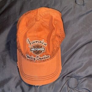 Orange Harley-Davidson Jamaica distressed hat.